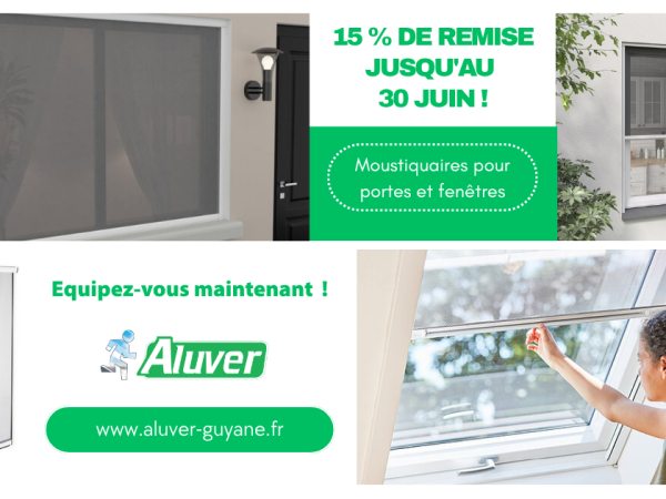 Moustiquaires pour portes et fenêtres, 15 % de remise jusqu'au 30 juin !